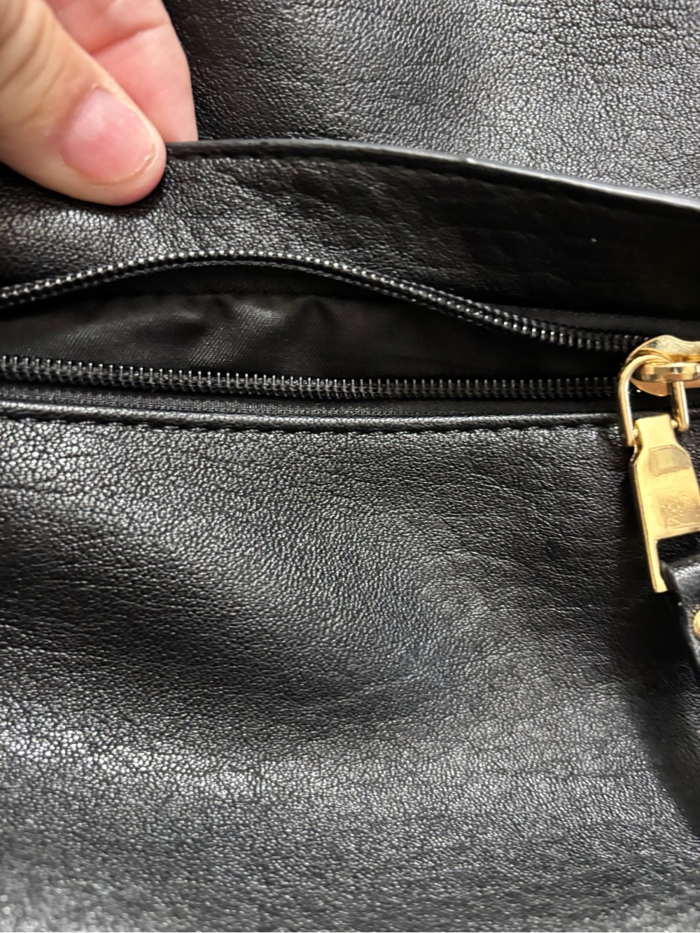 Madison West Black Shoulder Bag with Gold Logo Plate - Picture 6 of 7
